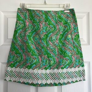 Lilly Pulitzer alligator print skirt with lace size 2